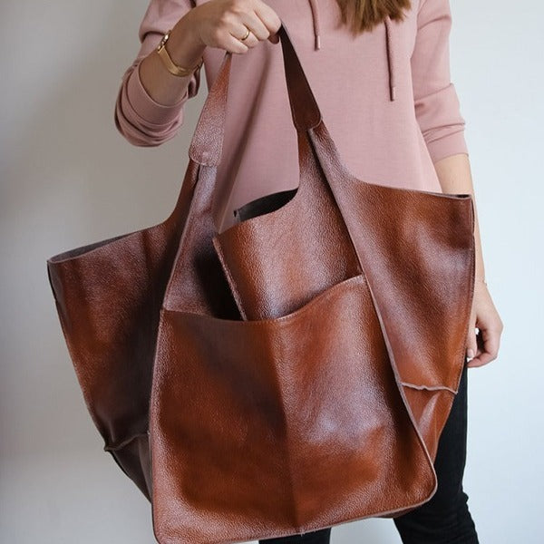 Women's Retro Simplicity Minimalism Large Soft Leather Capacity Bags
