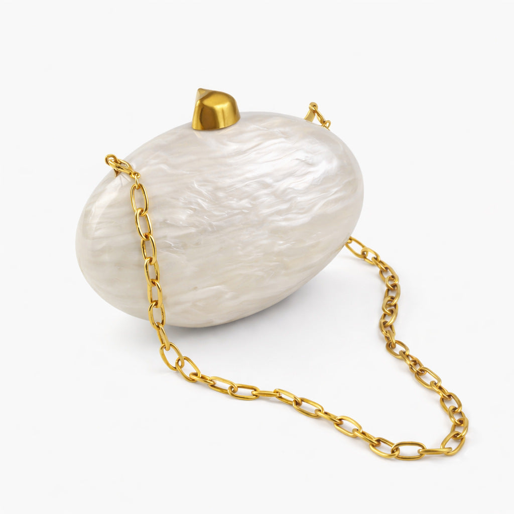 Women's Beige Semicircle Acrylic Clutch Wedding Fashion Bags