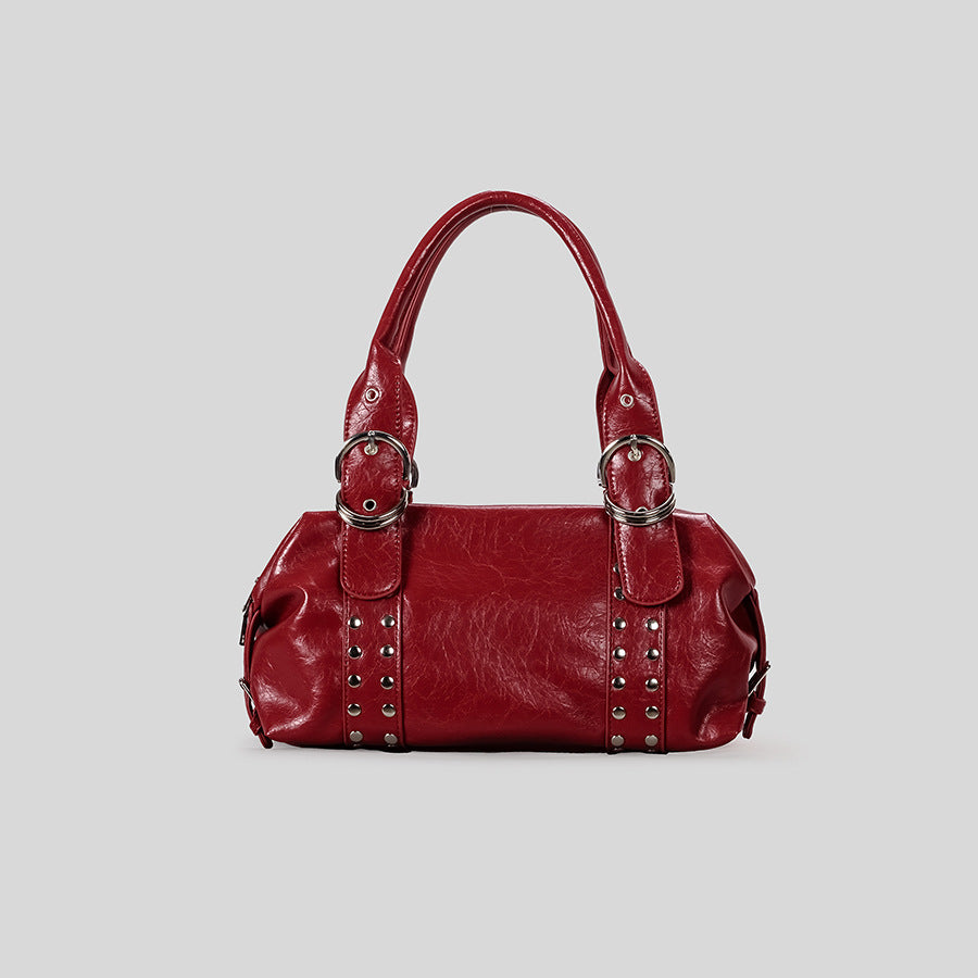 Women's Fashion Rivet Bowling High-grade Retro Women's Handbag