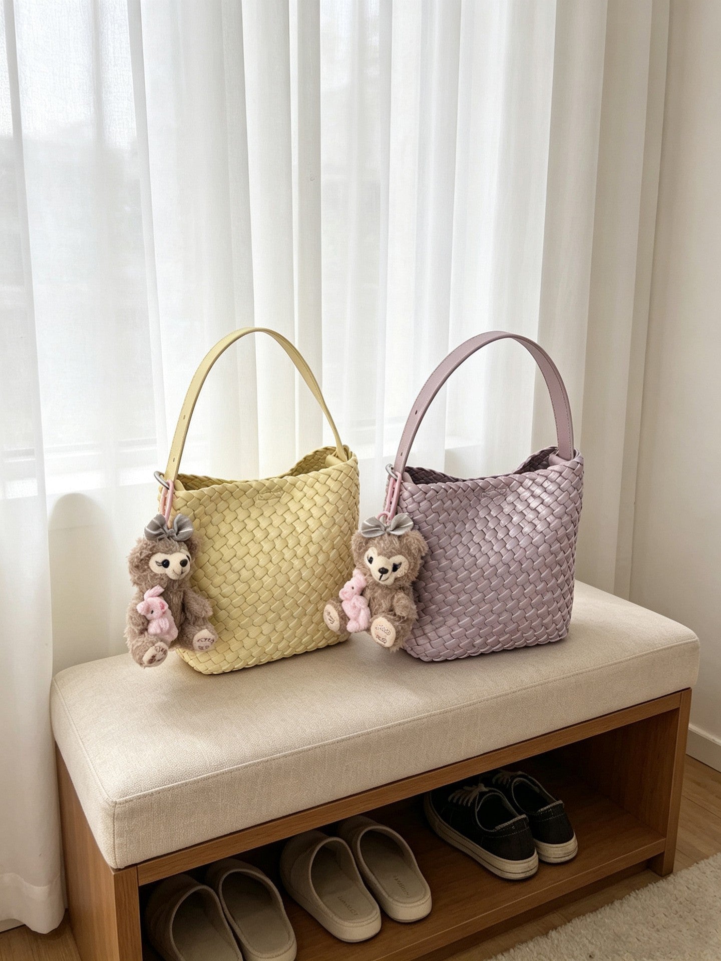Women's Handmade Woven Super Hot Dish Basket Bucket Bag