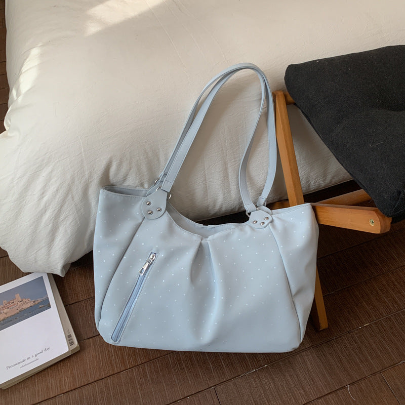 Spring Korean Style Rhinestone Canvas Large Capacity Portable Tote Bag