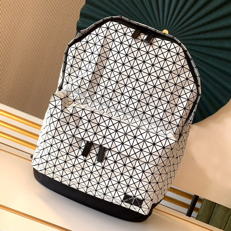 Version Geometric Diamond Pattern Large Capacity Silicone Women's Backpack