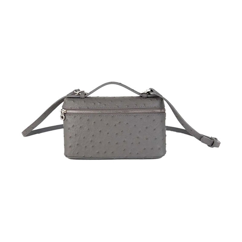 Women's Layer Cowhide Ostrich Grain Lunch Box Genuine Women's Messenger Bag