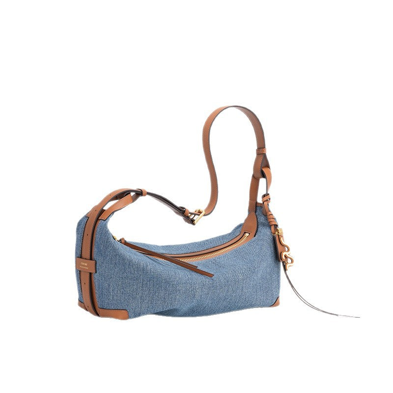 Wang Ear Series Canvas Denim Pillow Women's Messenger Bag
