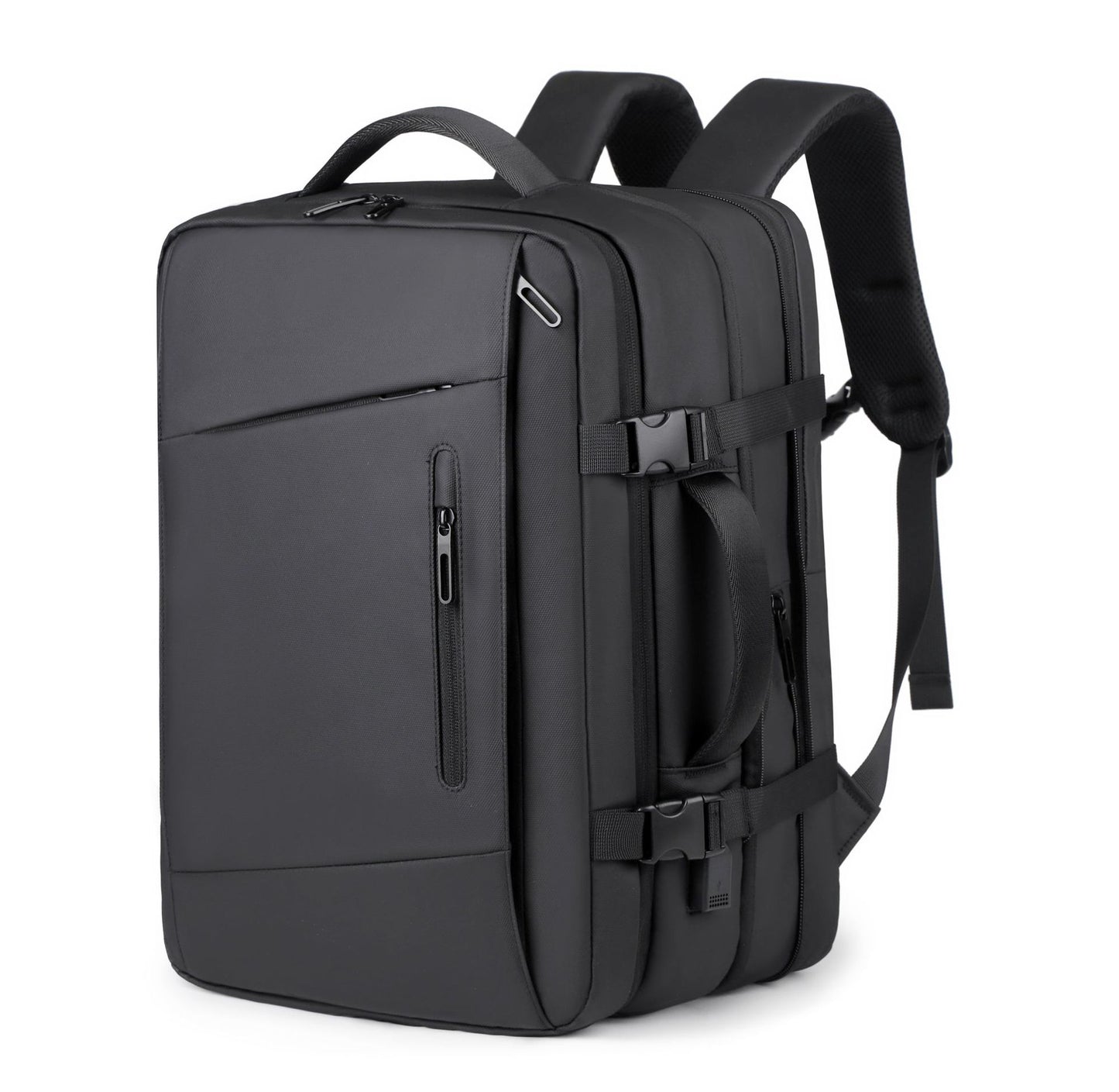 Men's Large Capacity High-grade Leather Expansion Vacuum Compression Business Backpack