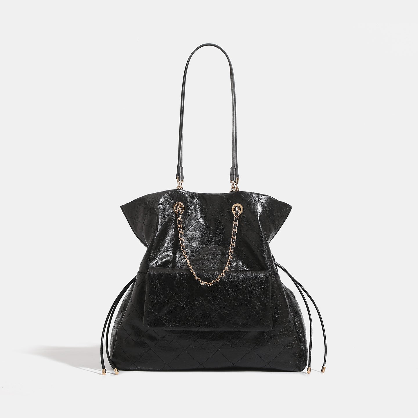 Women's Style Oil Wax Leather Diamond Chain Large Capacity Commuter Women's Backpack