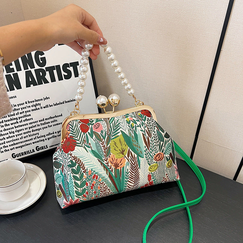 Women's Super Popular Contrast Color Flower Shell Textured Women's Shoulder Bag