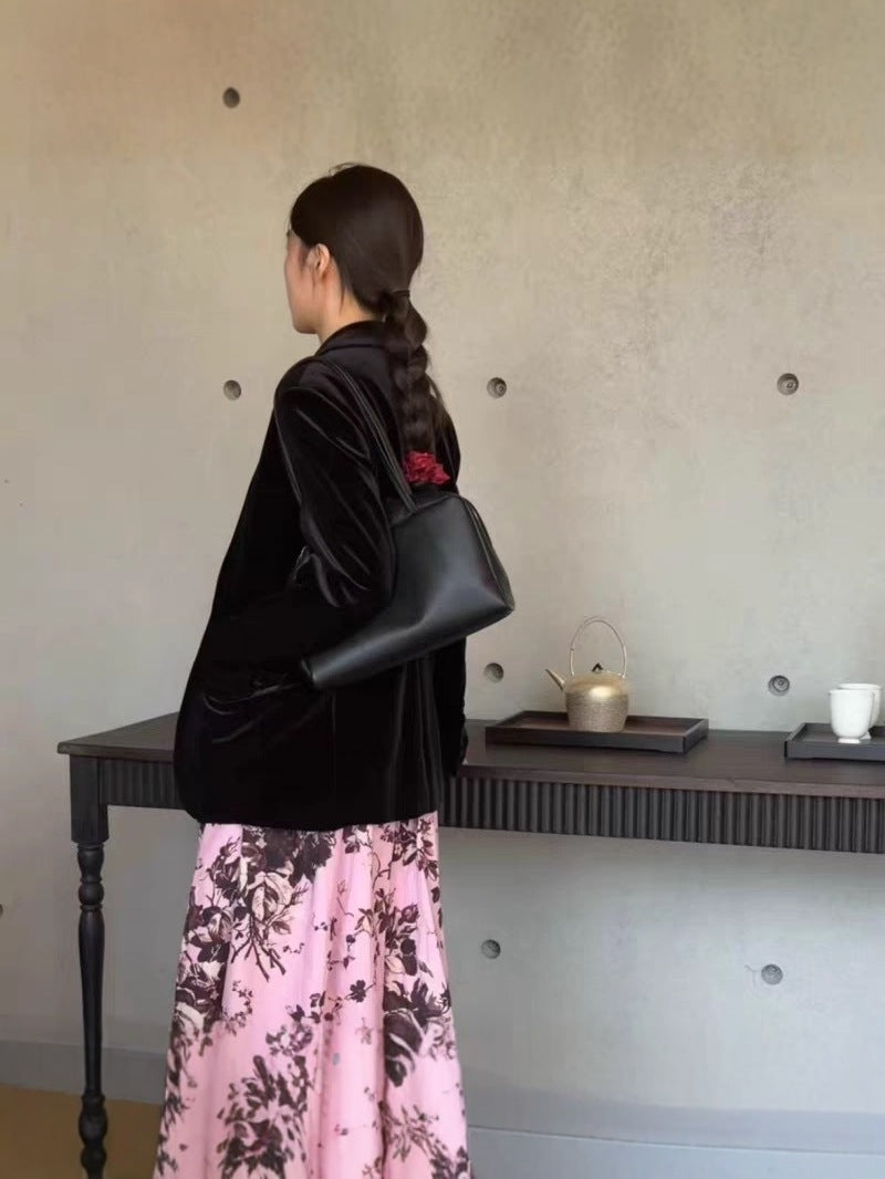Women's Simple Leather First Layer Cowhide Portable Bags
