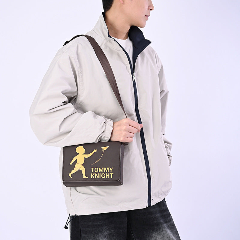 Men's Strong Magnetic Snap Trendy Simple Personality Printed Men's Messenger Bags
