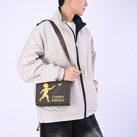 Men's Strong Magnetic Snap Trendy Simple Personality Printed Men's Messenger Bags