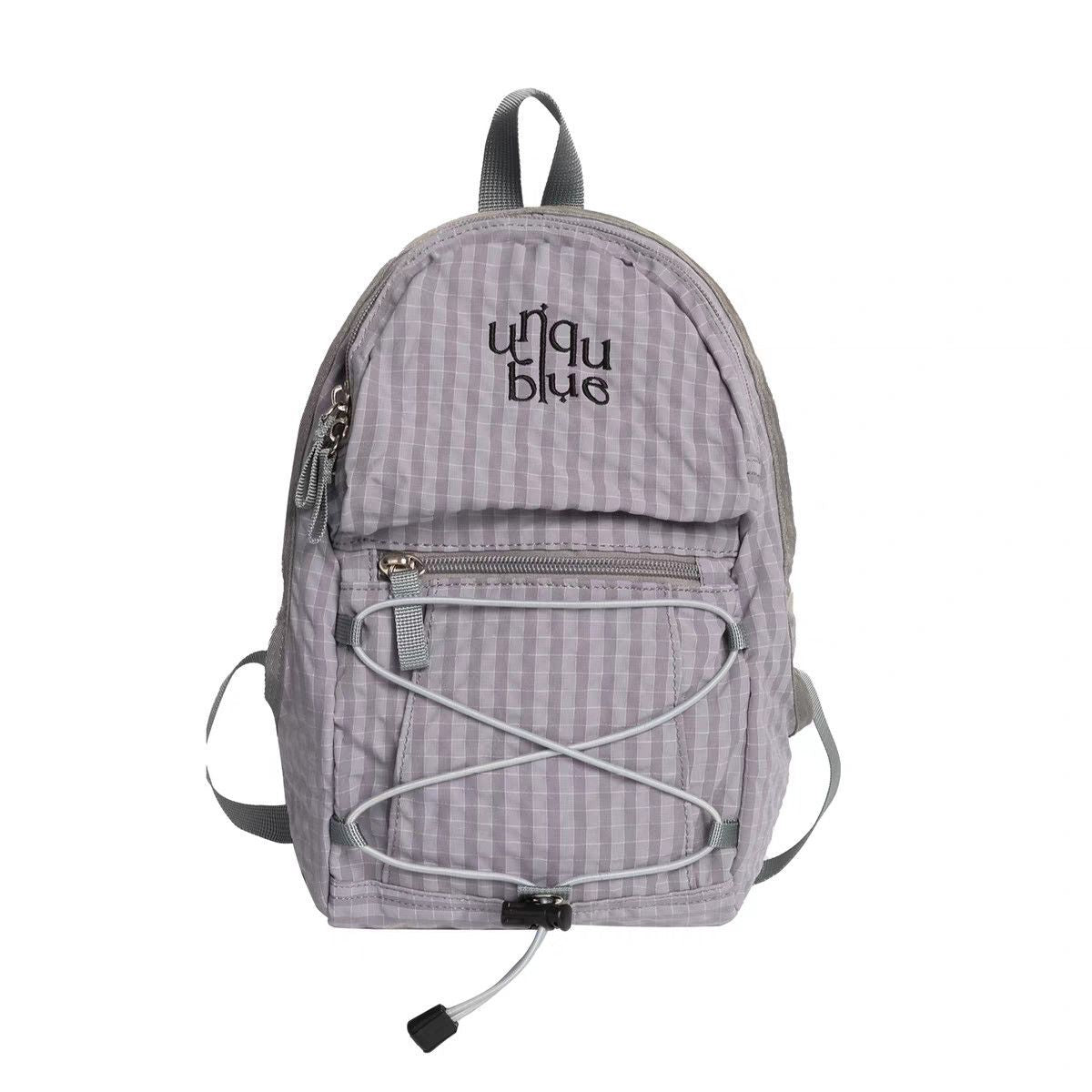 Mountain Drawstring Plaid Female Commuter Portable Backpacks
