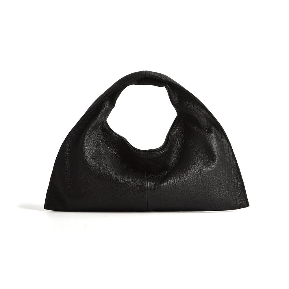Women's Korean Simple Genuine Leather Leisure Commute Clouds Underarm Retro Large Women's Handbag