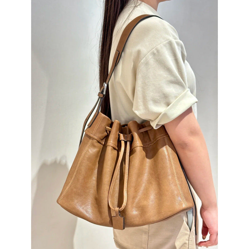 Vegetable Tanned Sheepskin Lucky Commute Leisure Large Capacity Totes Women's Messenger Bag