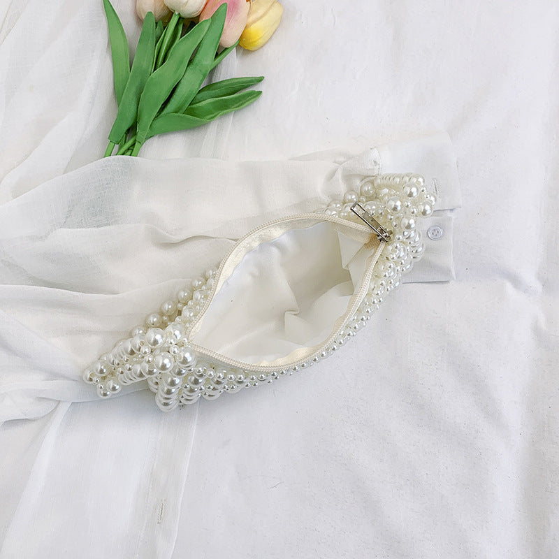 Women's Pearl Fashion Simple Style Woven Handmade Underarm Bag