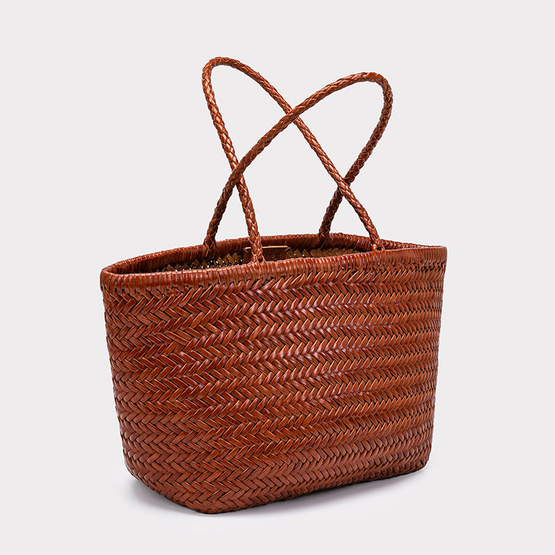 First Layer Cowhide Woven French Style Vegetable Tote Bag