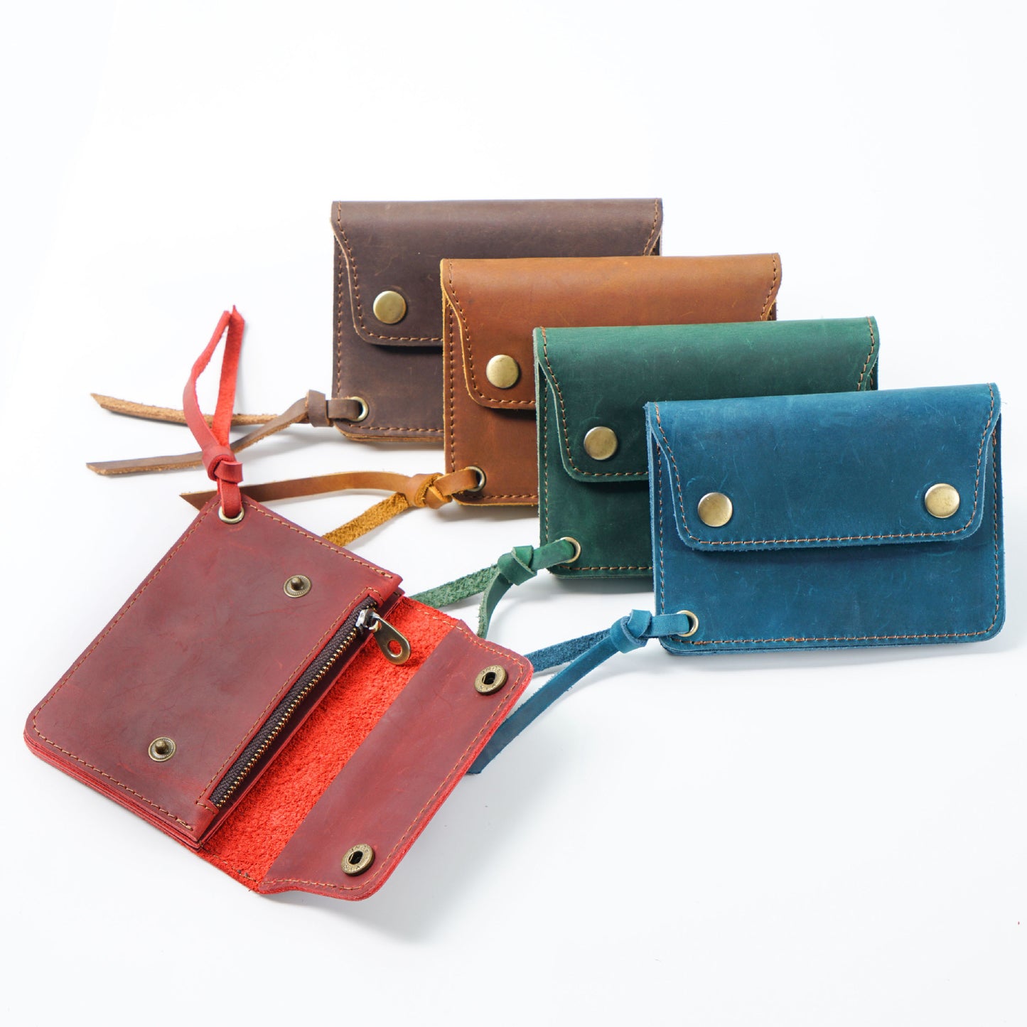 Simple Handmade Genuine Leather Short Vintage Crazy Horse Zipper Card Pack Card Sleeve