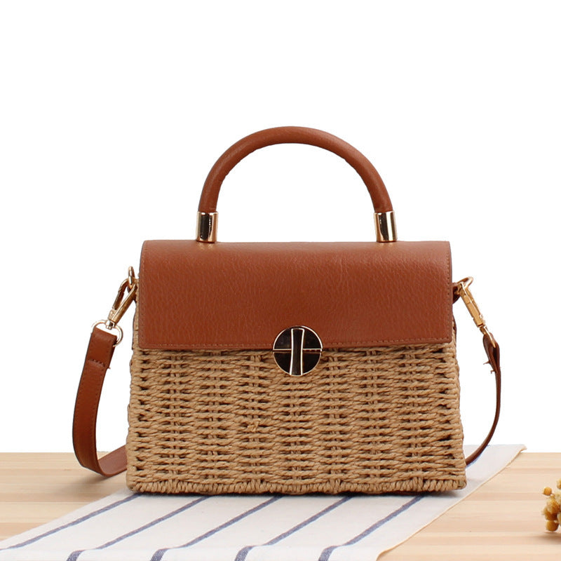 Niche Woven Stitching Leather Flip Box Women's Messenger Bag