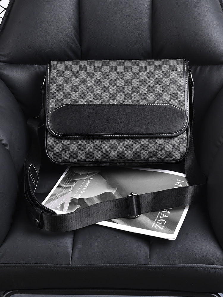 New Men's Fashion Trendy Plaid Hundred Men's Messenger Bag