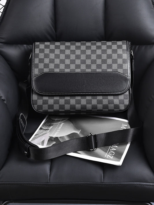 New Men's Fashion Trendy Plaid Hundred Men's Messenger Bag