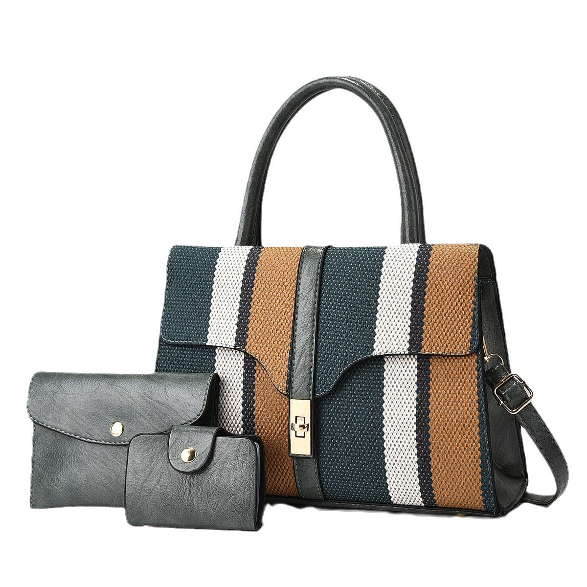 Women's Korean Style Three-piece Set Trendy Fashion Large Capacity Bucket Bag
