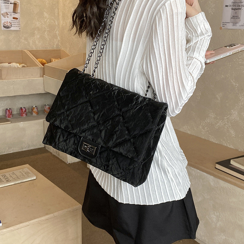 Women's Fashion Trend Diamond Pattern Chain High Texture Underarm Korean Style Women's Shoulder Bag