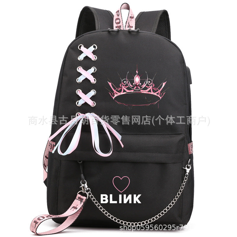 Pink Black Kim Jin Jenny Park Printed Burden Backpacks