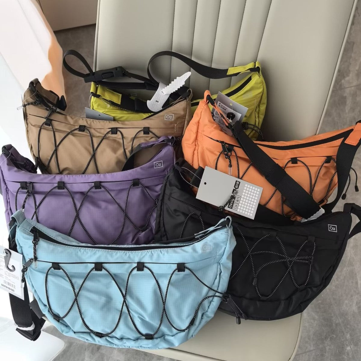 Women's & Men's Bright Riding Portable Leisure Crescent Dumpling Bucket Bag