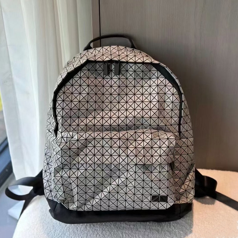 Version Geometric Diamond Pattern Large Capacity Silicone Women's Backpack