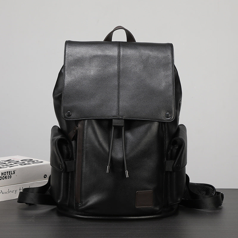 Men's First Layer Cowhide Large Capacity Fashion Leisure Backpack