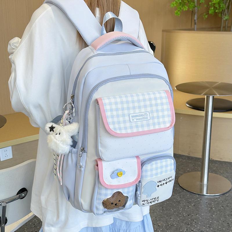 Women's Dopamine Contrast Color College Style Primary Leisure Backpack