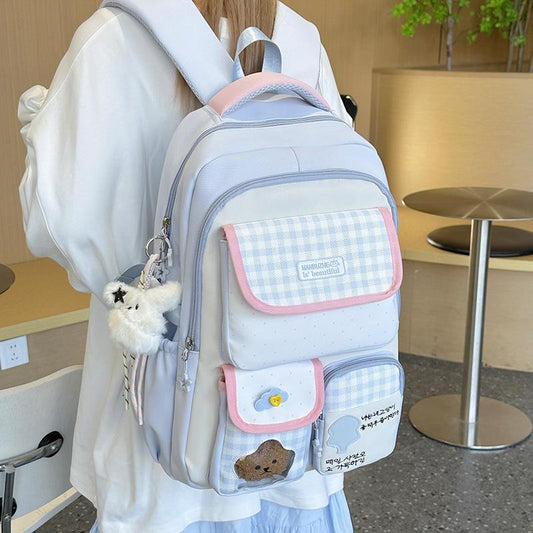 Women's Dopamine Contrast Color College Style Primary Leisure Backpack