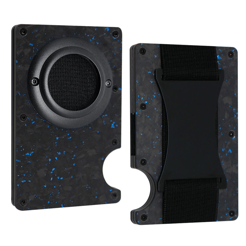 Carbon Fiber Pattern Swiping Aluminum Alloy Clamp Card Holder
