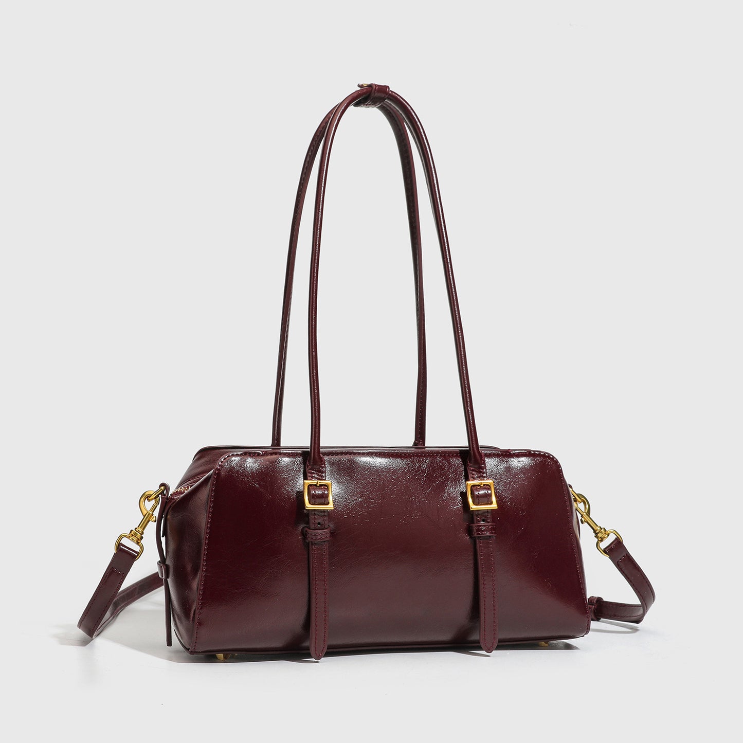 Women's Simple Suede Long Boston Bowling Portable Bags