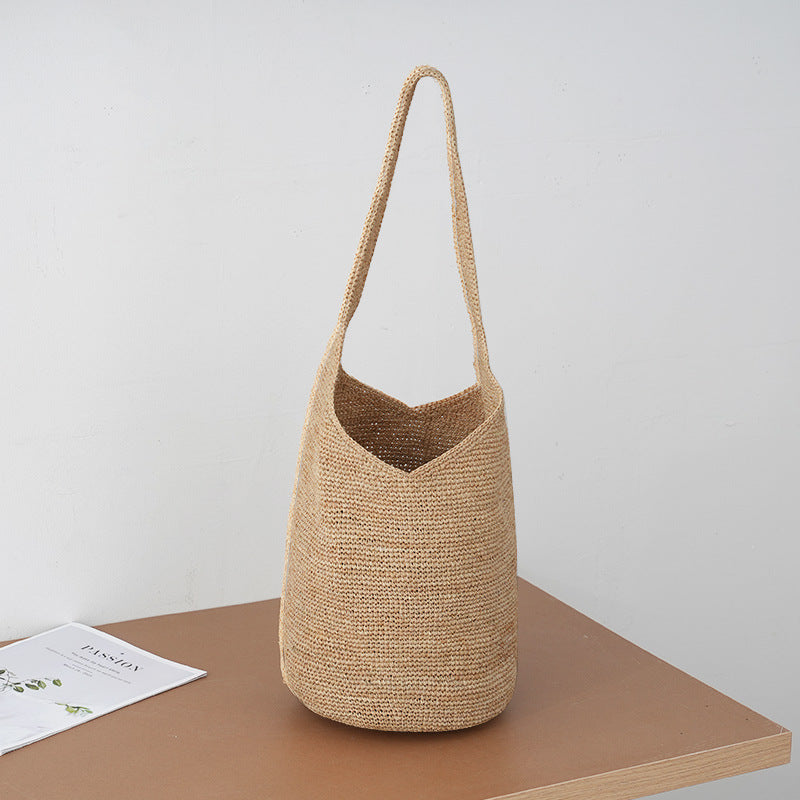 Raffia Handmade Woven Style Vacation Beach Wear Bucket Bags