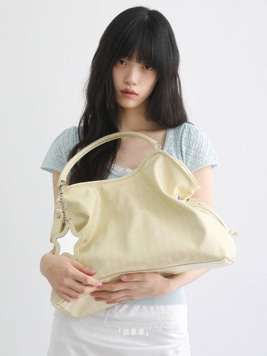 Korean Style Light Butter Striped Crack Women's Handbag