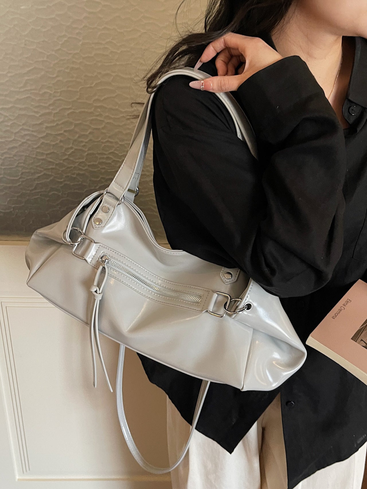 High-grade Fashionable Motorcycle Female Korean Style Shoulder Bags