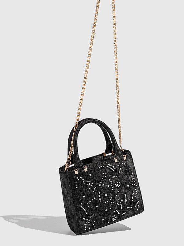 Women's Pearl Embroidered Fashion Silk Satin Textured Cheongsam Women's Messenger Bag