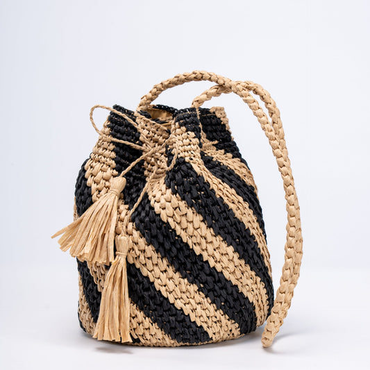 Women's High-grade Striped Straw Hand-woven Contrast Color Bags