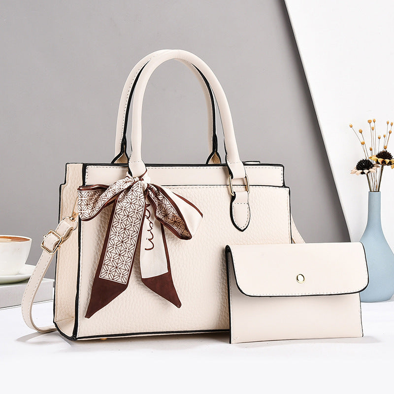 Women's Litchi Pattern Mother Two-piece Set Large Women's Handbag
