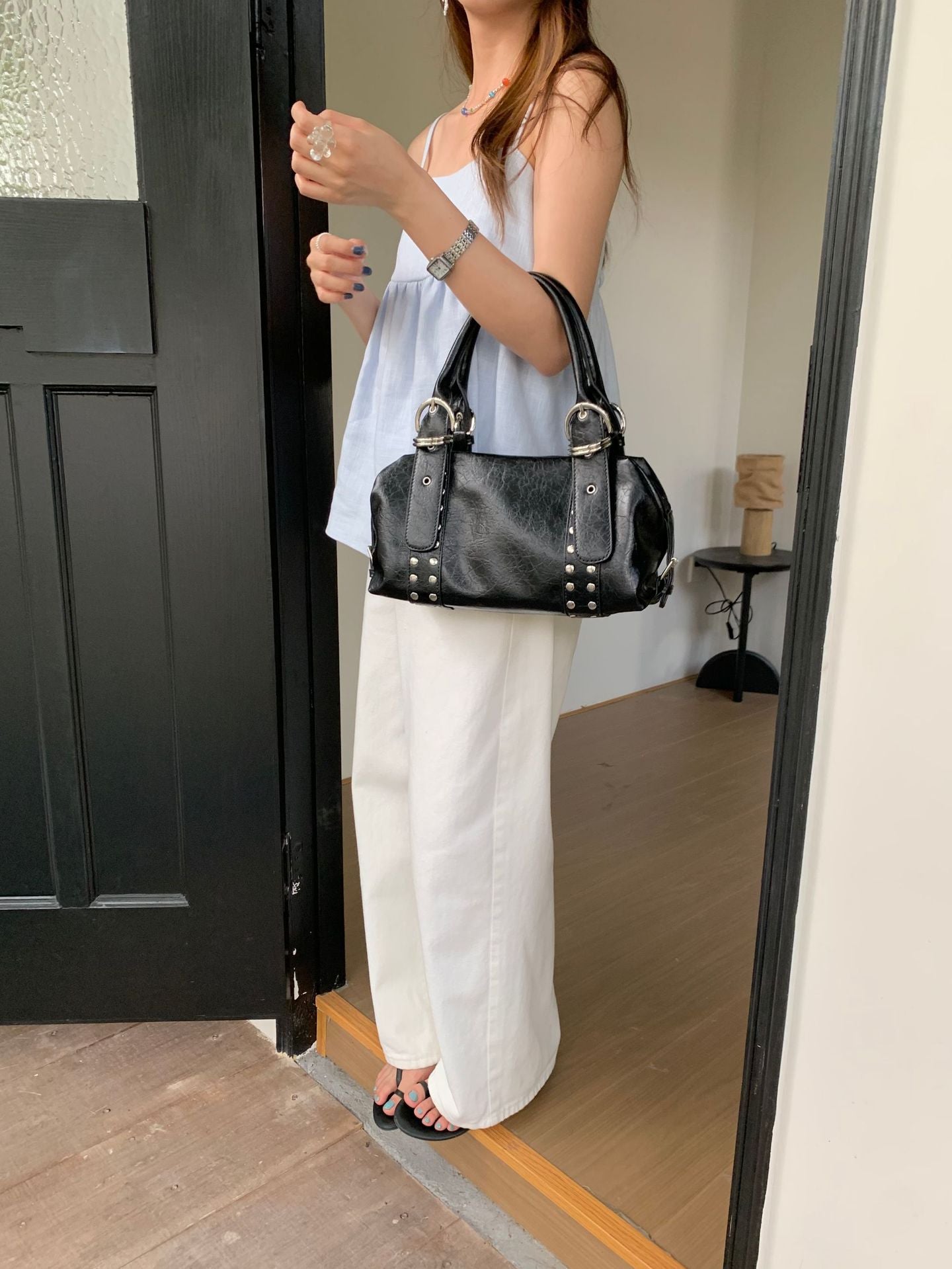 Women's Fashion Rivet Bowling High-grade Retro Women's Handbag