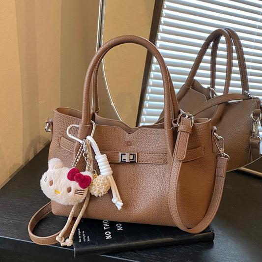 Women's Simple Lychee Pattern High-grade Soft Leather Bags