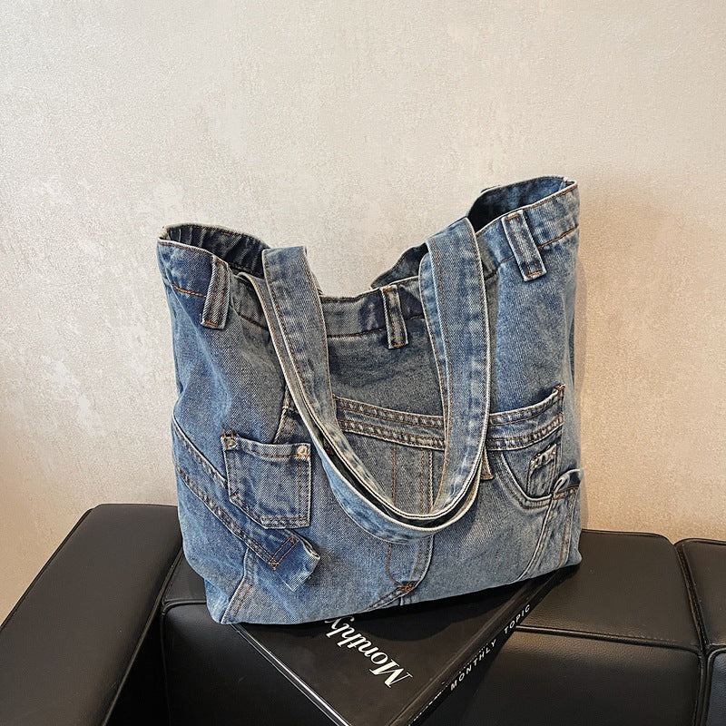 Women's Korean Spring Fashion Wash Denim Personalized Bags