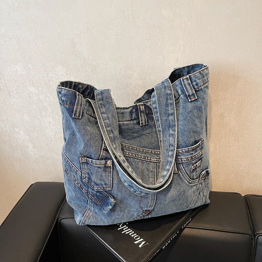 Women's Korean Spring Fashion Wash Denim Personalized Bags