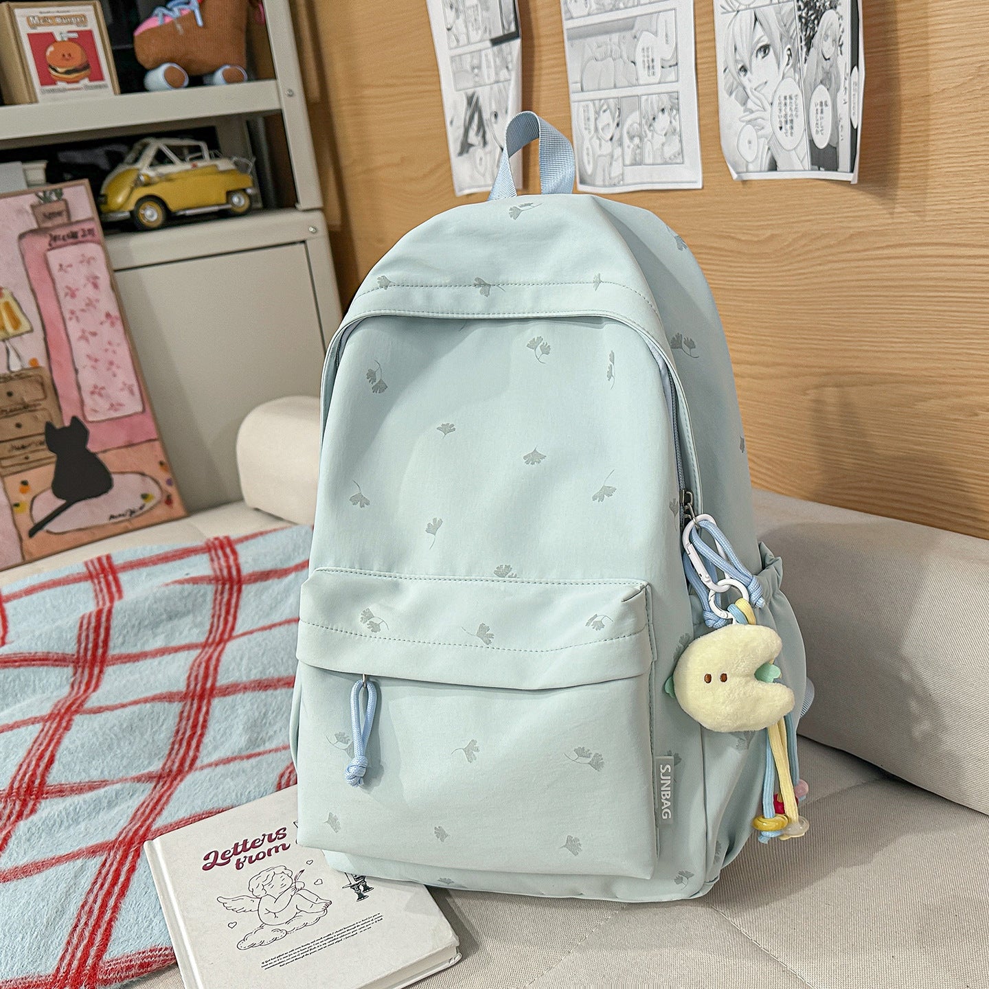 Mori Style Solid Color Printing Fresh Candy Simple Large Capacity Leisure Backpack