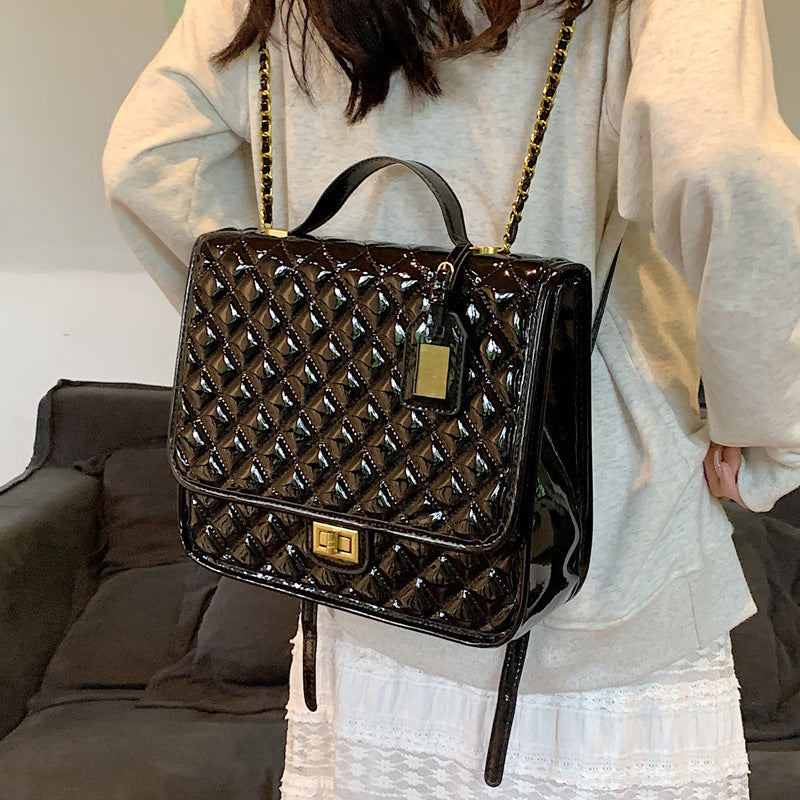 Women's Fashion Shiny Leisure Rhombus Niche Women's Backpack