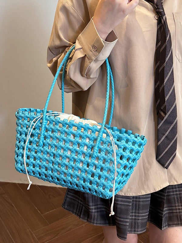 Women's Summer Super Hot Woven Large Capacity Picnic Lunch Box Seaside Bags