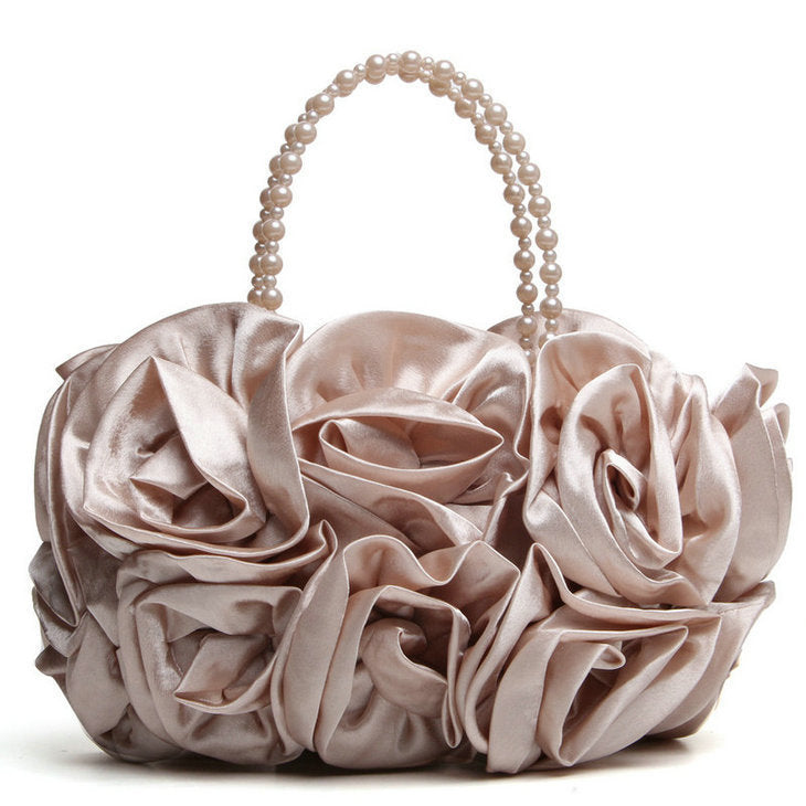 Banquet Portable Dress Garment Rose Flower Bridal Wedding Sweet Hand Bags
