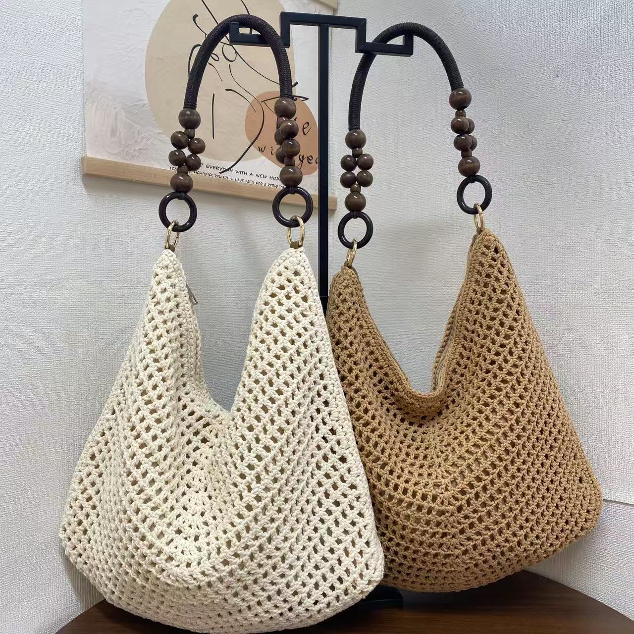 Hollow Mesh Style Knitted Woven Fashion Summer Large Capacity Women's Shoulder Bag