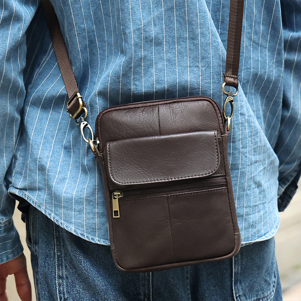 Men's Genuine Leather Mobile First Layer Cowhide Men's Messenger Bag
