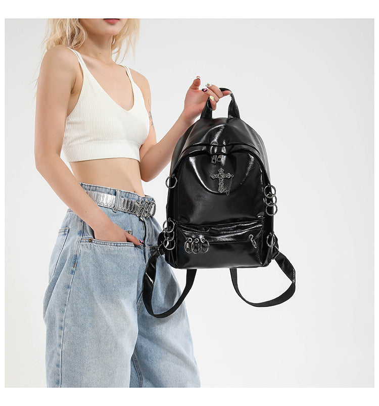 Large Capacity Lightweight Oily Leather Niche Leisure Backpack